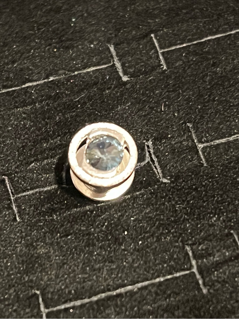 Silver toned Blue Crystal Bezel- pin